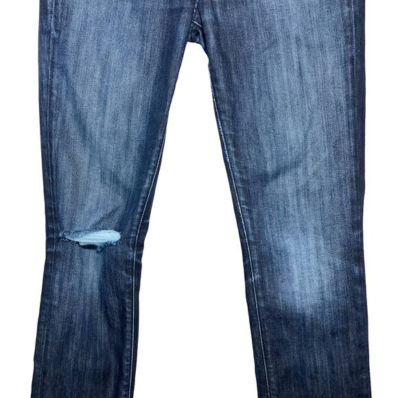 Paige Skyline Ankle Peg Skinny Jeans Ripped Knee Distressed Low Rise Dark Sz 28 - Picture 6 of 16